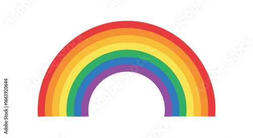 Vibrant rainbow illustration showcasing a spectrum of colors against a pure white background radiating positivity and joy evoking a sense of wonder
