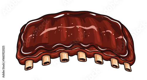 Luscious rack of ribs with a gleaming glaze, illustrating a barbecue delicacy and culinary tradition perfect for celebrations and feasts