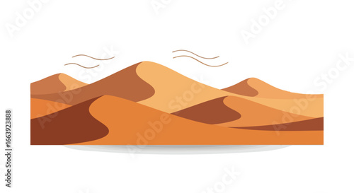 Minimalist desert landscape vector illustration showcases vast sand dunes under a clear sky capturing the serene beauty of nature creating a