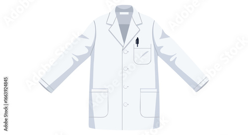 Isolated white lab coat with pen, a symbol for medical professionals and scientific environments in digital art, crisp and clean style