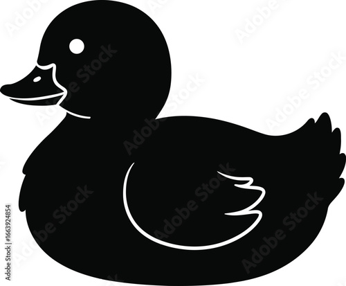 Black and white silhouette of a rubber ducky.