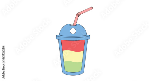 Playful fruity smoothie illustration with vibrant layers and a delightful cartoonish aesthetic creating a refreshing and inviting image