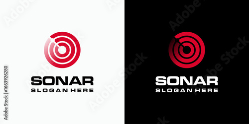 Abstract radar detector wave vector logo design. Icon for business, military, fishing and personal branding.