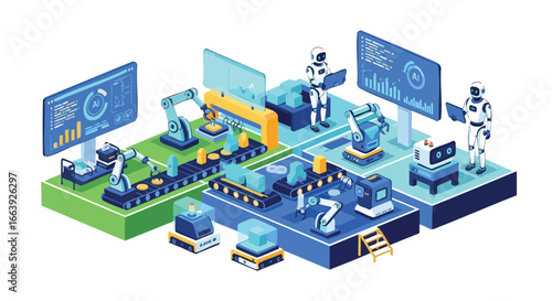 Advanced manufacturing robotic system utilizing artificial intelligence for automation production line and enhanced efficiency innovative industrial