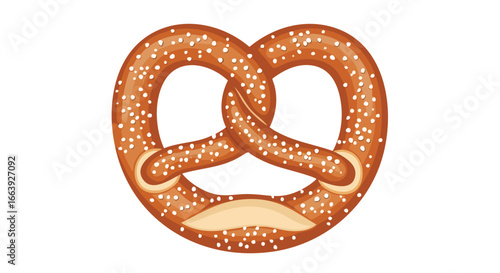 Isolated pretzel snack graphic illustration with salt sprinkles offers a tasty treat design element for food illustrations and graphic arts projects