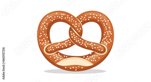 Stylized Pretzel Delight: An Appetizing Illustration of Traditional Baked Goodness featuring Salt Sprinkled on the Surface with a Brown Color Tone