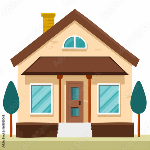 Detailed vector illustration of a classic family house, perfect for real estate, residential concepts, and architectural design, representing a cozy home dwelling