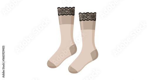 Elegant Lace-Trimmed Socks: A Fusion of Comfort and Sophistication, Stocking Accessory for Fashionable Individuals and Creative Projects