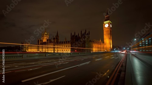 long exposure with motion blur light trail of Big Ben