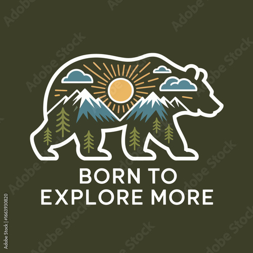 A beautifully designed image that emphasizes a bear silhouette filled with a variety of nature elements, portraying the interconnectedness of wildlife and the environment.