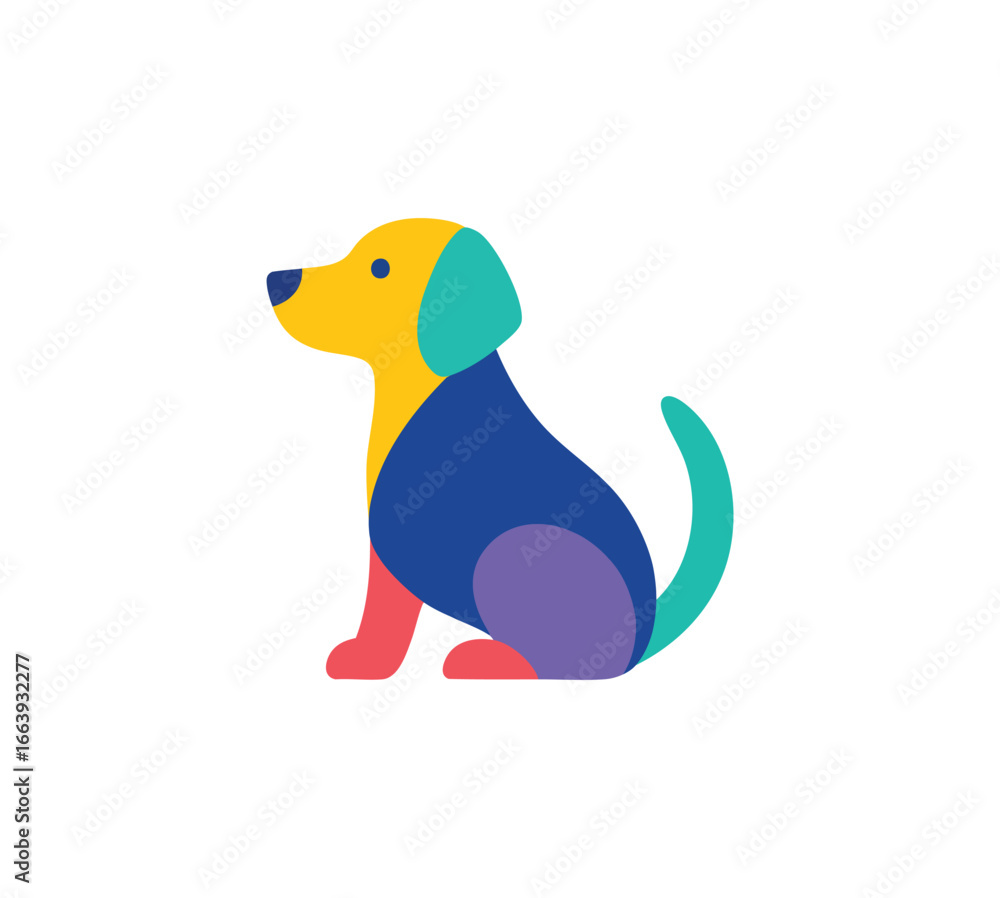 Obraz premium Colorful Geometric Dog Illustration in Modern Flat Style