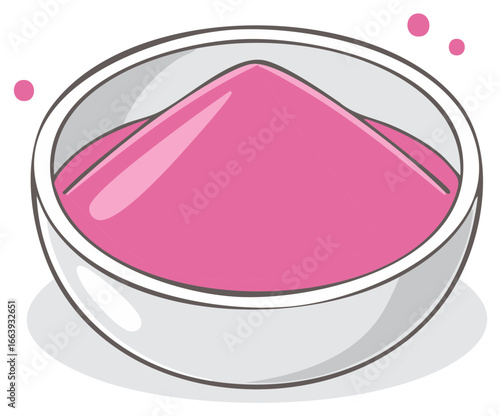 Simple vector illustration of a white bowl filled with pink powder or spice.