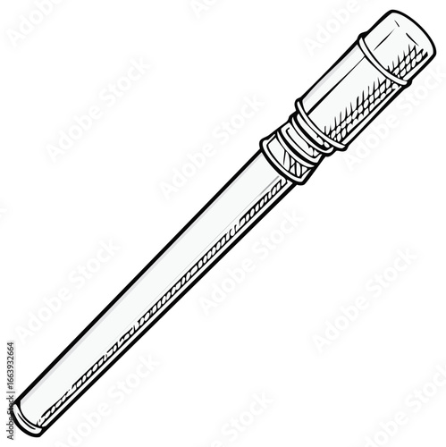 Monochrome Stylized Sci-Fi Hilt Illustration Design Element for Futuristic Themes
