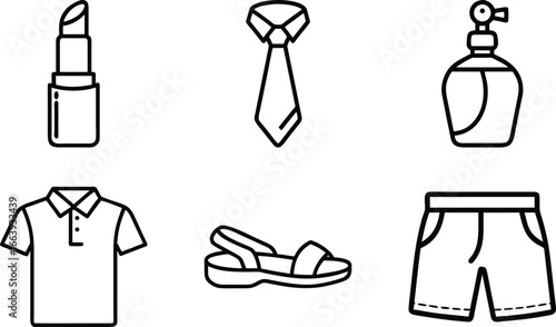 Black Outline Icons of Clothing and Accessories lipstick