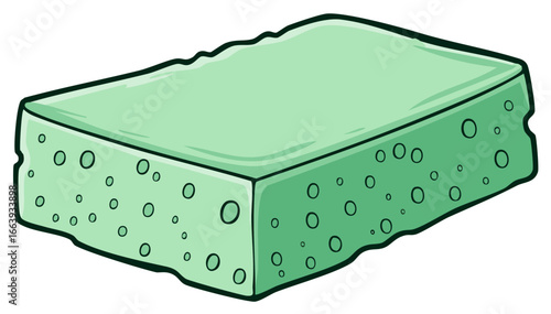 Mint Green Sponge for Cleaning Washing and Scrubbing in Cartoon Style