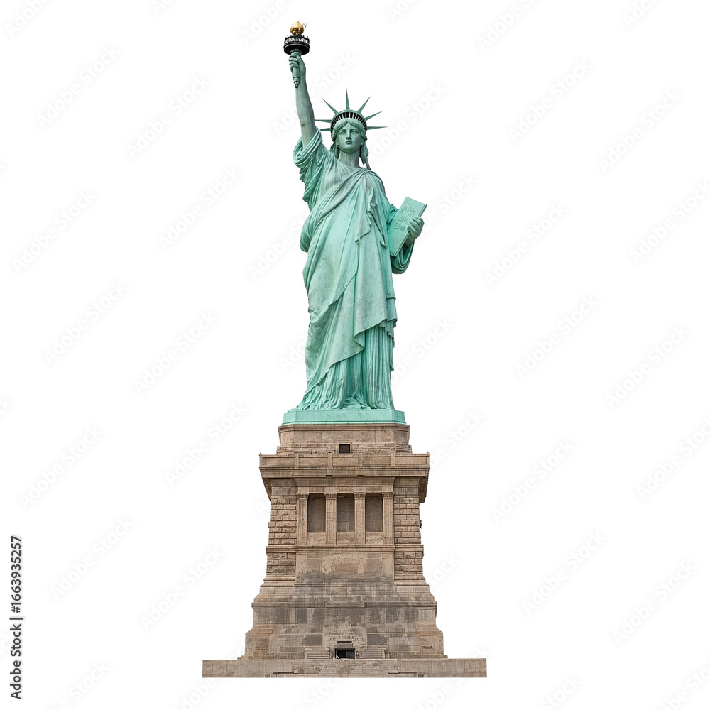 Obraz premium Iconic statue symbolizing liberty and freedom with intricate details set against darkness