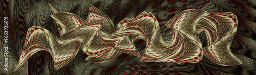 Obraz na plátně Gonden red contorted waves with beauty background