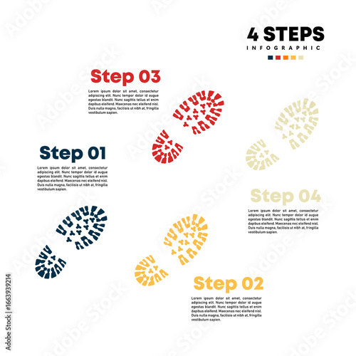 infographic steps footprints shoes 4 options for business or annual presentations. vector editable. vector eps 