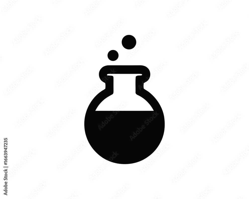 Obraz premium Boiling Experiment Beaker Icon in Bold Silhouette