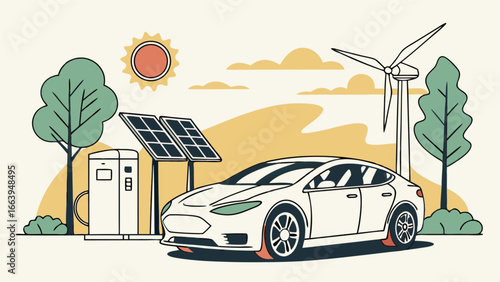 Electric Vehicle Charging With Solar Power and Wind Turbine