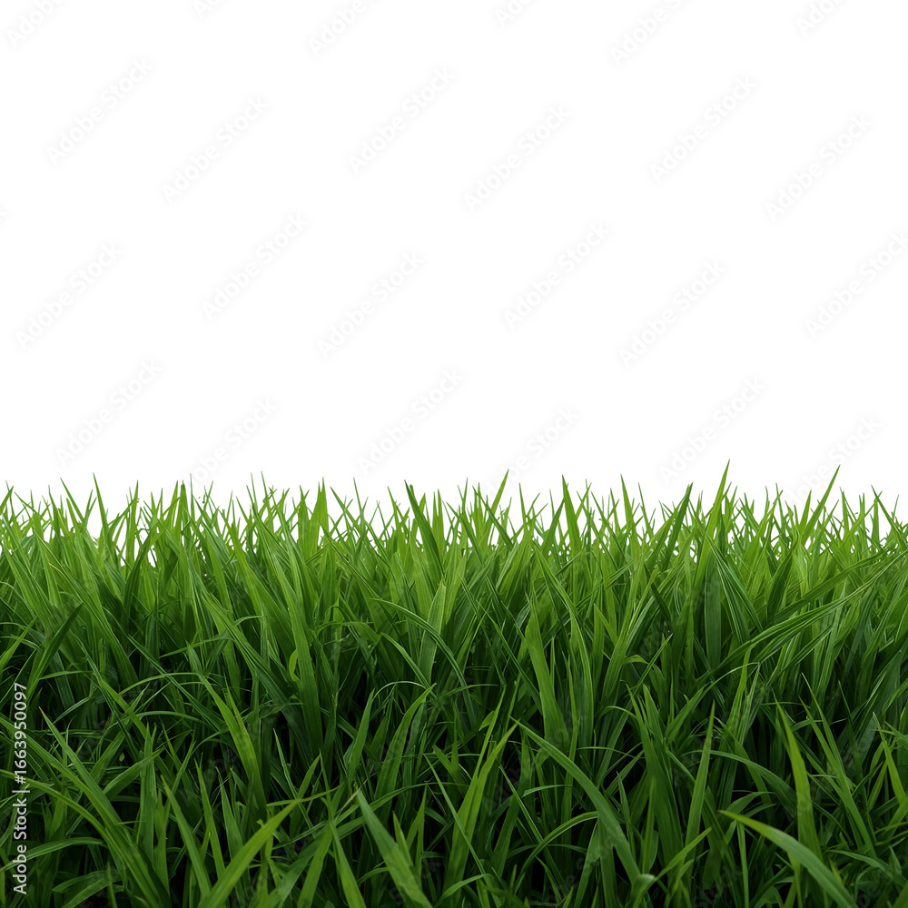 Fototapeta premium Lush green grass against stark backdrop offering contrast and fresh aesthetic texture