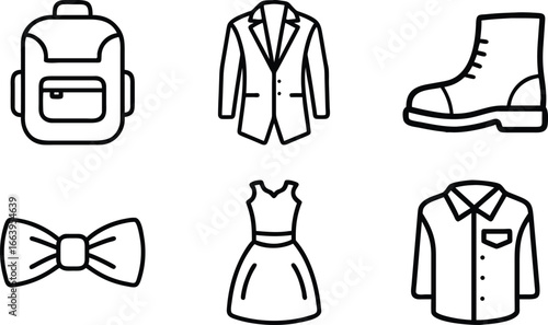 Fashion Icons Backpack Suit Boot Bow Tie Dress Shirt