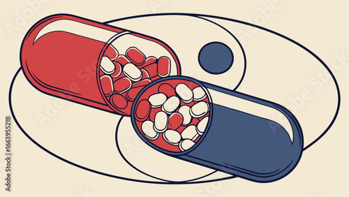 Pills in Capsule Form - Conceptual Visualization of Health and Wellness