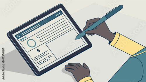 User Interaction Creative Tablet Application with Stylus and Interface Design