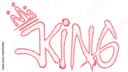 King text handwriting with Crownand  edge watercolor effect transparent background
