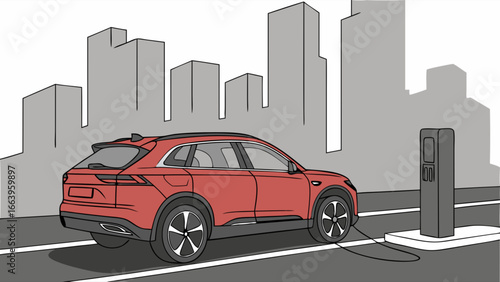 Electric Vehicle Charging in Urban Setting Sustainable Transport Concept