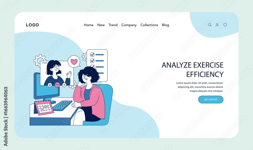 Analyzing Exercise Efficiency Online Vector Illustration Analyzing Exercise Efficiency Online Vector Illustration
