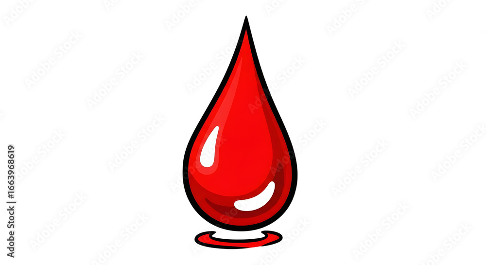 Obraz premium Cartoon Red Blood Drop Illustration