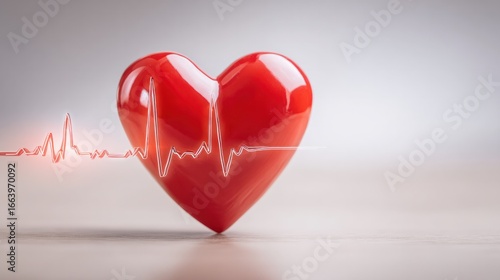 Heart and Pulse: a striking image of a red heart paired with a glowing pulse line. This composition evokes feelings of vitality and health.