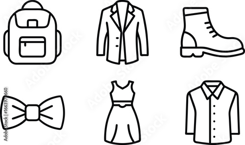 Collection of Black and White Fashion Icons clothing