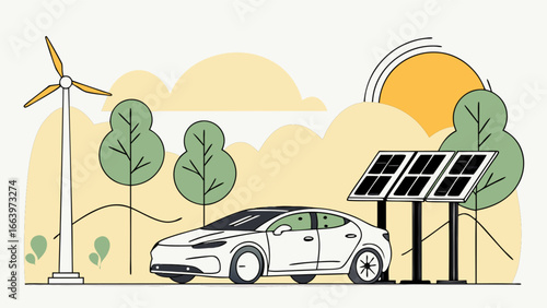 Eco-Friendly Transportation Electric Car Powered by Renewable Energy Sources