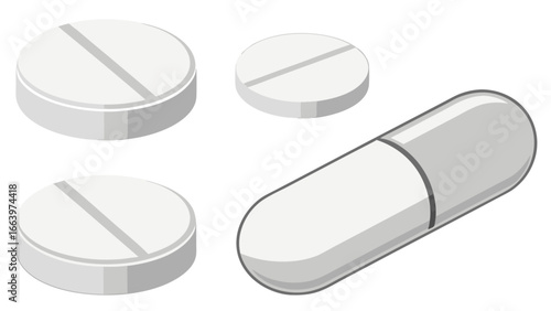 Illustrative depiction of pills for medicinal uses with health concept