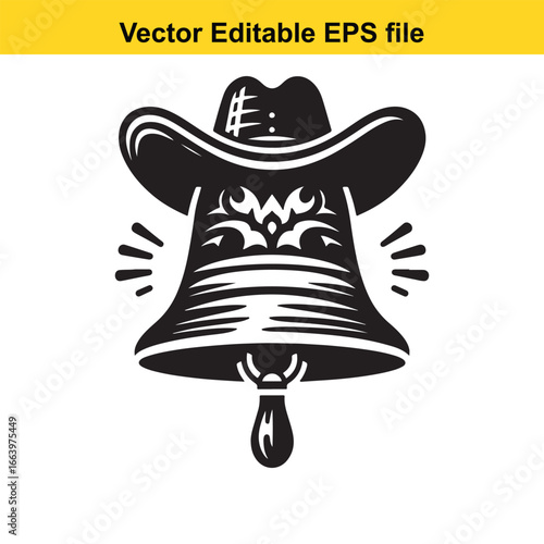 Cowboy hat bell with western design isolated on white background