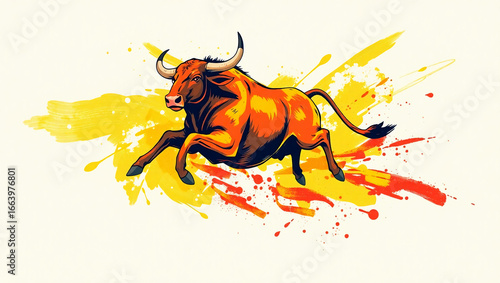 Wallpaper Mural a vibrant illustration of a single majestic bull Torontodigital.ca