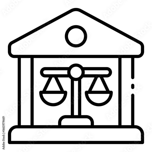 court outline icon representing legal building for firm regulations and justice