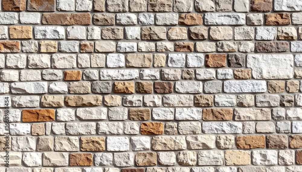 Fototapeta premium Textured Natural Stone Brick Wall with Varied Earthy Tones and Rough Surfaces.