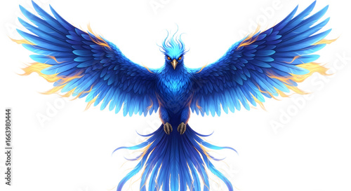 Majestic Blue Phoenix Illustration