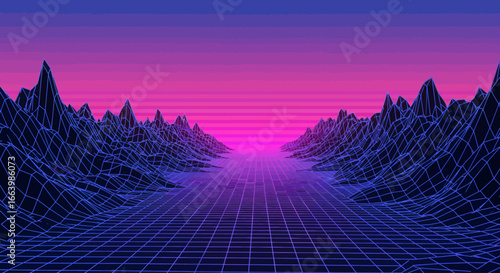 Retro Cyberpunk Synthwave Landscape