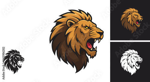 Roaring Lion Head Illustration - Powerful Animal Symbol