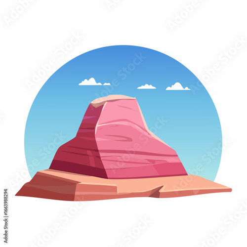 Natural rock formation along isolated flat vector illustration on white background
1