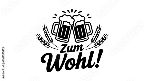 Cheers zum wohl beer toasting glasses with wheat stalks