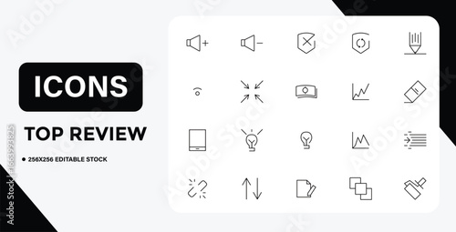 Minimalist Icon Set for Top Review Editable Stock and Versatile Design Use