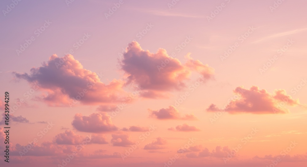 Obraz premium Serene Sunset: Pastel Cloudscape at Golden Hour