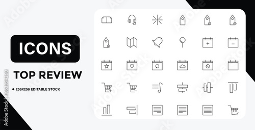 Collection of Minimalist Line Icons for Interface Design and Web Development