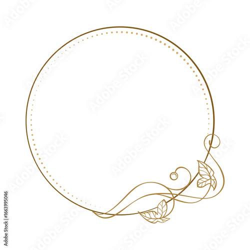 Circle frame with floral ornament. Elegant botanical border design.