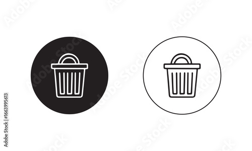 Two trash can icons black and white circular design simple clean delete symbol representing deletion or removal vector